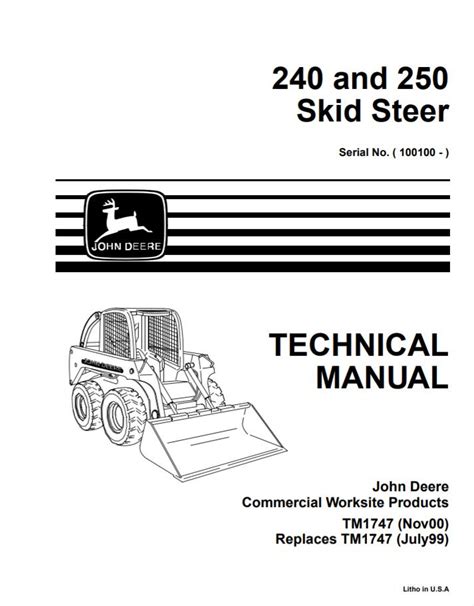 john deere 240 and 250 skid steer technical manual|john deere 250 specifications.